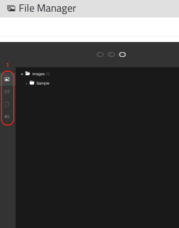 Barra dei filtri di File Manager