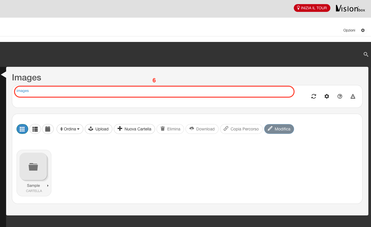 Percorso di navigazione di File Manager