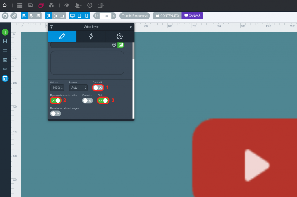 Finestra Video Layer per la modifica delle Slide video