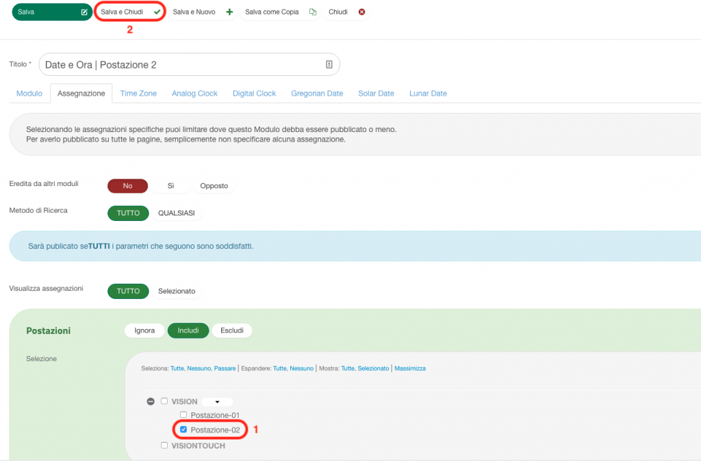 Assegnazione del Modulo Data e Ora alle Postazioni