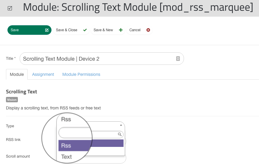 Rss/Text Scrolling Text Module