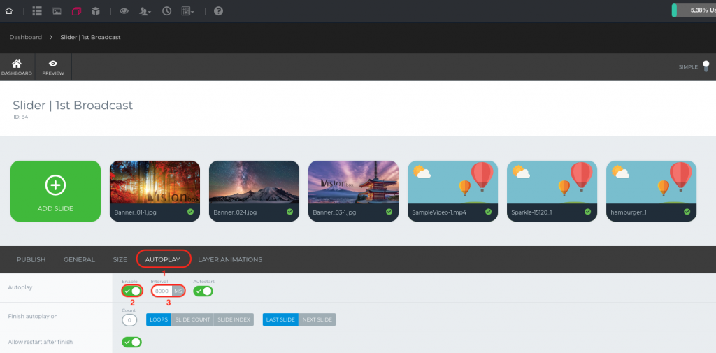 Autoplay toolbar Slider