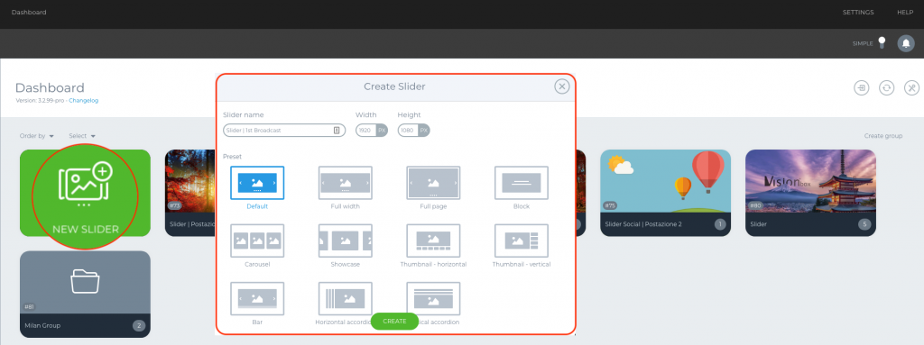 Create a new Slider