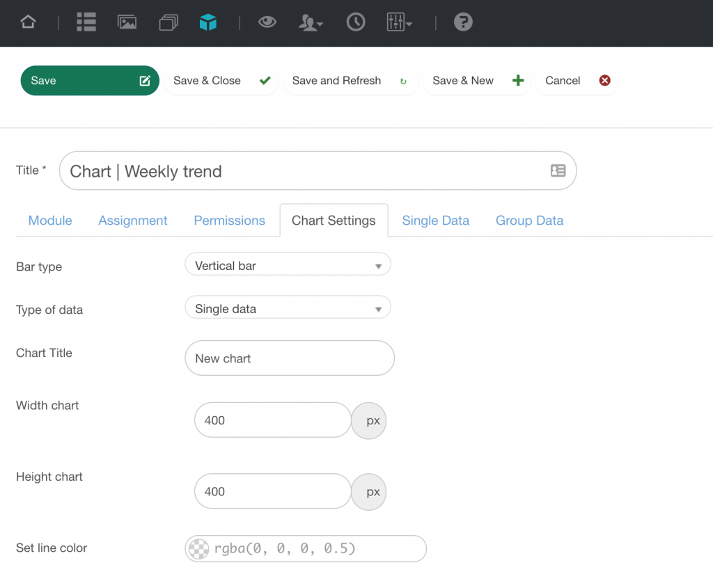 Charts settings
