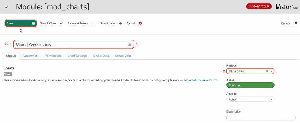 Module title and position