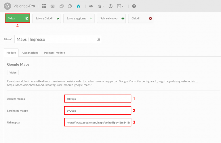Configurare Modulo Google Maps | Docs Visionbox