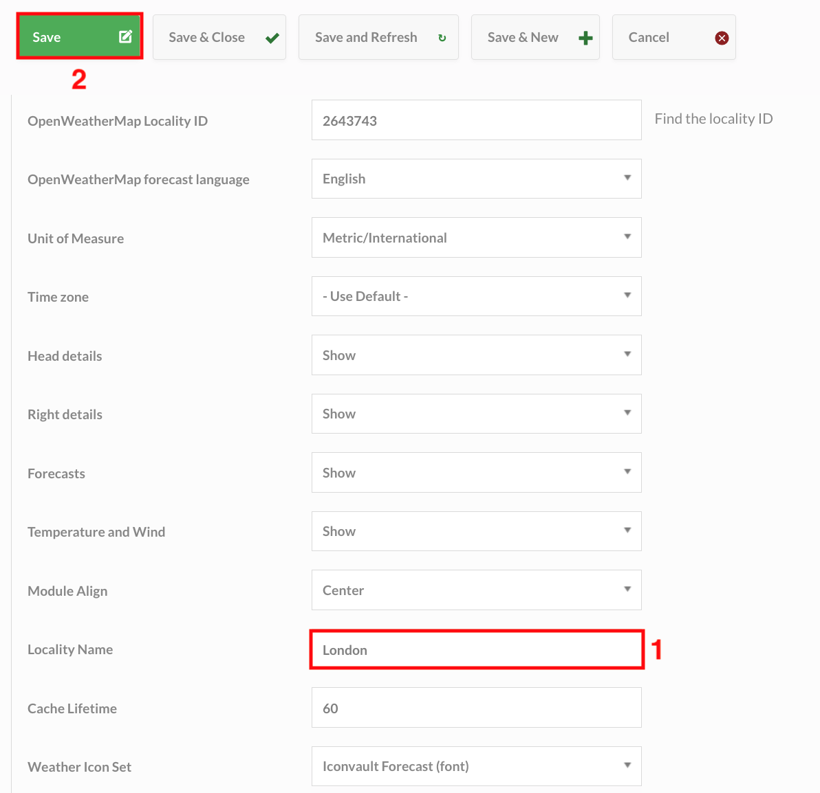 Configure Weather Module | Docs Visionbox