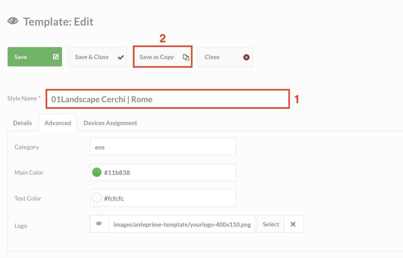 How to duplicate a template | Docs Visionbox